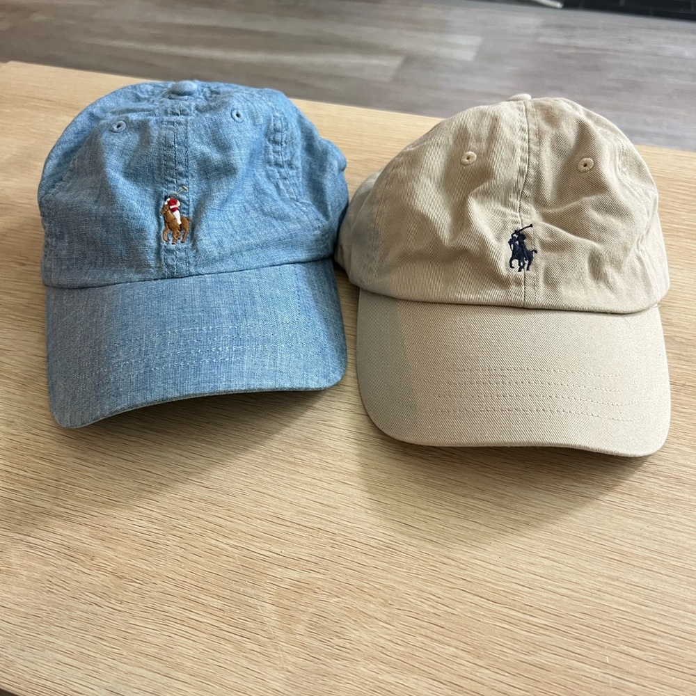 Blue and Tan Polo Baseball Caps